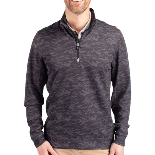 Cutter & Buck Traverse Camo Print Stretch Quarter Zip Mens Big and Tall Pullover Thumbnail